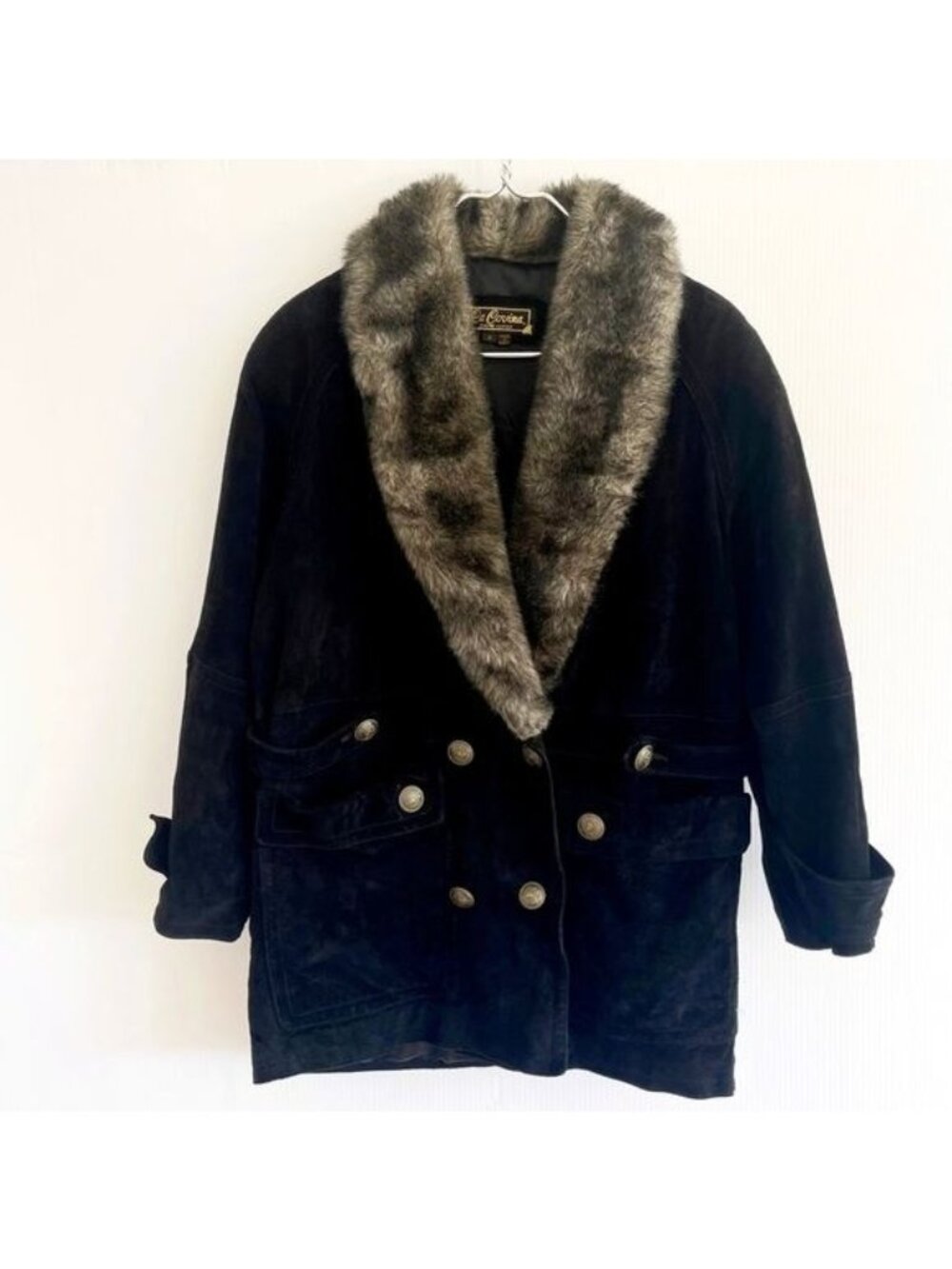 La Covina 100% Genuine Leather and Faux Fur collar winter Coat Small - Picture 2 of 13